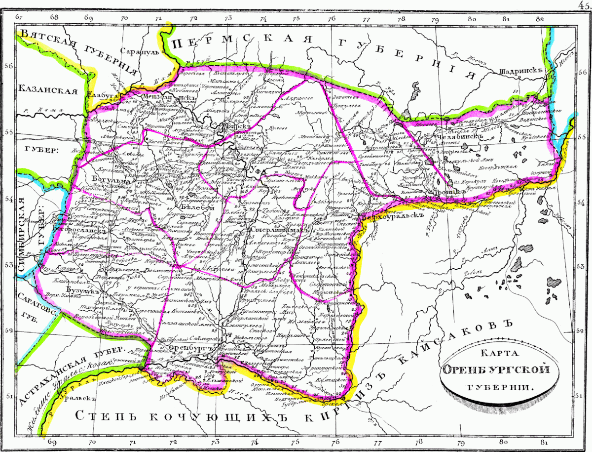 Карта оренбургской губернии 1802