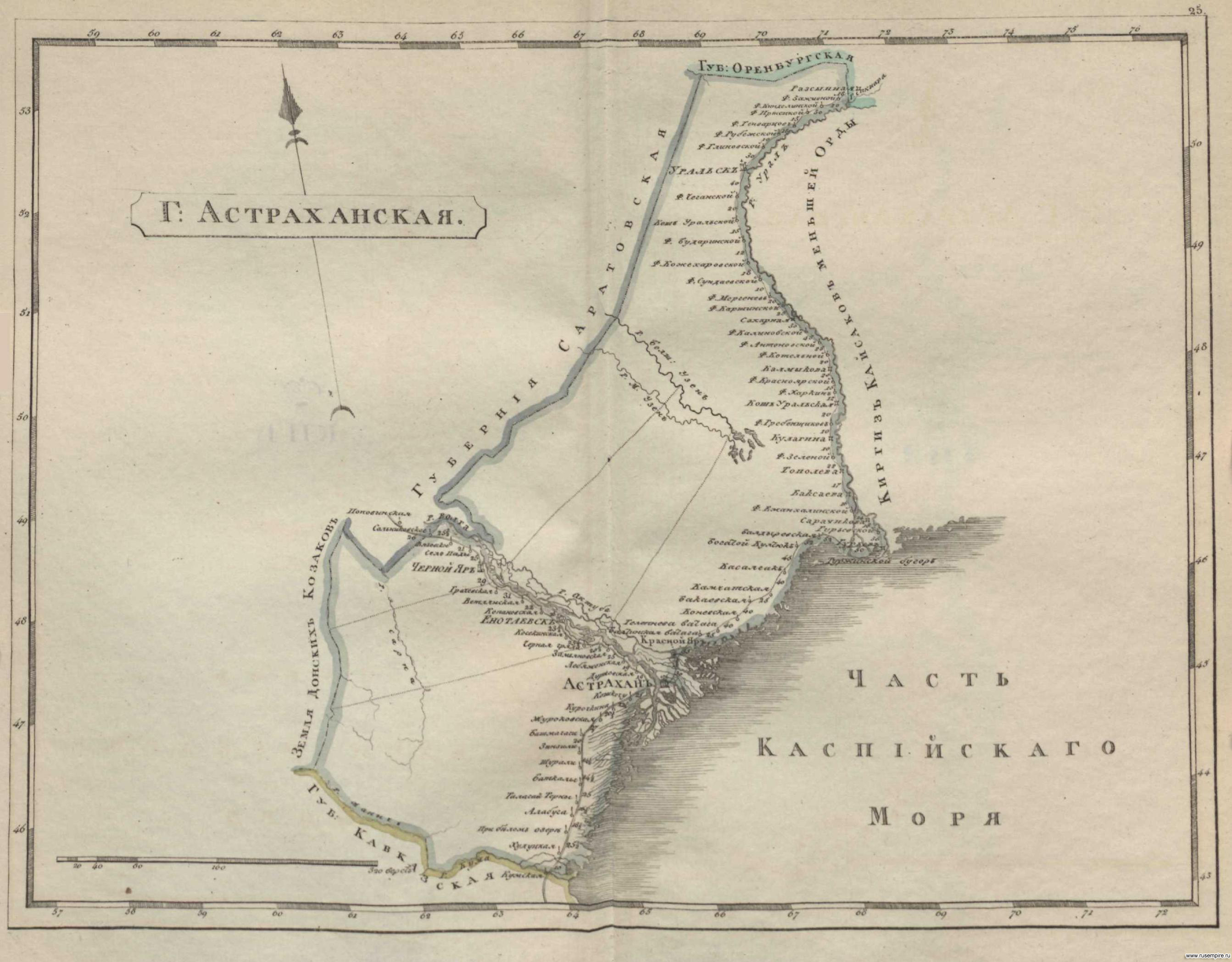 Карта астраханской губернии 1876 года