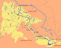 Усть-Каменогорск на карте реки Иртыш