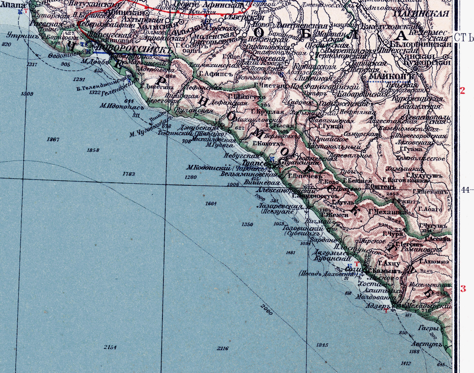 Карта побережья черного моря с городами и поселками краснодарский